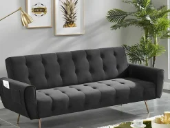 Sofá Cama Clic Calc De 3 Lugares Em Veludo Verde Abeto - Polani