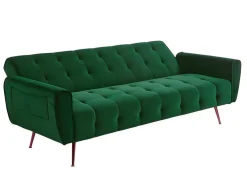 Sofá Cama Clic Calc De 3 Lugares Em Veludo Verde Abeto - Polani