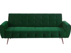 Sofá Cama Clic Calc De 3 Lugares Em Veludo Verde Abeto - Polani