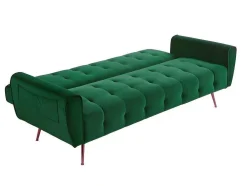 Sofá Cama Clic Calc De 3 Lugares Em Veludo Azul Escuro - Polani