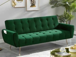 Sofá Cama Clic Calc De 3 Lugares Em Veludo Cinzento Escuro - Polani