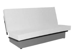 Sofá Cama Clic Clac 100% Algodao Com Espaco De Arrumação Cor Cinza Claro E Almofadas A Contrastar - Farwest Ii