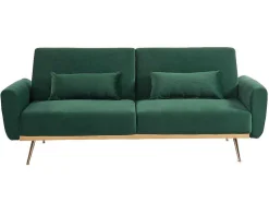 Sofá Cama Clic Clac De 3 Lugare Em Veludo Verde Abeto -Launei