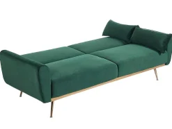 Sofá Cama Clic Clac De 3 Lugare Em Veludo Verde Abeto -Launei