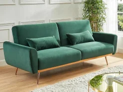 Sofá Cama Clic Clac De 3 Lugare Em Veludo Verde Abeto -Launei
