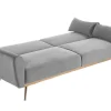 Sofá Cama Clic Clac De 3 Lugare Em Veludo Cinzento Claro -Launei