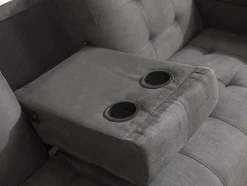 Sofá Cama Clic Clac De 3 Lugares Em Microfibra Com Mesinha De Centro Rebatível Cinzento - Devonshire