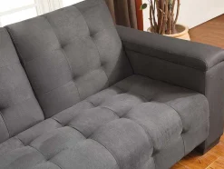Sofá Cama Clic Clac De 3 Lugares Em Microfibra Com Mesinha De Centro Rebatível Cinzento - Devonshire