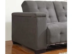 Sofá Cama Clic Clac De 3 Lugares Em Microfibra Com Mesinha De Centro Rebatível Cinzento - Devonshire