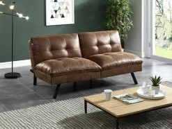 Sofá Cama Clic Clac De 3 Lugares Em Microfibra Envelhecida Castanho - Pegula