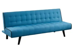 Sofá Cama Clic Clac De 3 Lugares Em Tecido Azul E Contornos Pretos - Bayou