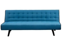 Sofá Cama Clic Clac De 3 Lugares Em Tecido Azul E Contornos Pretos - Bayou