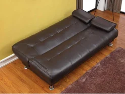 Sofá Cama Clic Clac Em Pele Sintética Castanho - Maxime