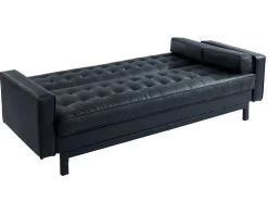 Sofá Cama Clic Clac Em Pele Sintética Preto - Eleanor