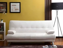 Sofá Cama Clic Clac Em Pele Sintética Branco - Maxime