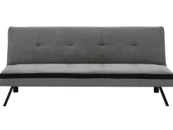 Sofá Cama Clic Clac Em Tecido Cinzento E Faixa Em Preto - Skala