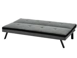 Sofá Cama Clic Clac Em Tecido Cinzento E Faixa Em Preto - Skala