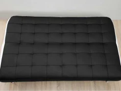 Sofá Cama Clic Clac E Pufe De Pele Sintética Preto - Murni
