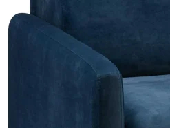 Sofá-Cama De 3 Lugares Com Abertura Expresso De Veludo Azul Meia-Noite - Cama De 140 Cm E Colchão De 14 Cm - Calife