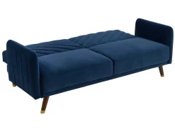 Sofá Cama De 3 Lugares Convertivel Em Cama Em Veludo Azul Escuro - Joris