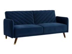 Sofá Cama De 3 Lugares Convertivel Em Cama Em Veludo Azul Escuro - Joris