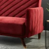 Sofá Cama De 3 Lugares Convertivel Em Cama Em Veludo Vermelho - Joris