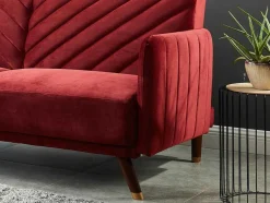 Sofá Cama De 3 Lugares Convertivel Em Cama Em Veludo Vermelho - Joris