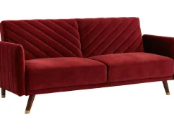 Sofá Cama De 3 Lugares Convertivel Em Cama Em Veludo Vermelho - Joris