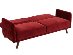 Sofá Cama De 3 Lugares Convertivel Em Cama Em Veludo Vermelho - Joris