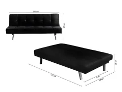 Sofá Cama 2 Lugares Ainhoa Clic Clac Tecido 175X74Cm Cinza