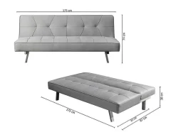 Sofá Cama 2 Lugares De Veludo Clic Clac 175X74Cm Preto