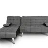Sofá Chaise Longue Aroa-Xs, Tecido Conversivel De 3 Lugares Em Camacolor Cinza/Escuro, 198X150Cm