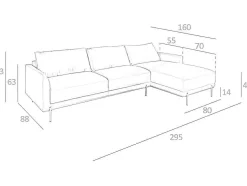 Sofá Chaise Longue Em Couro E Aco 6154