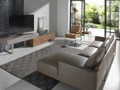Sofá Chaise Longue Em Couro E Aco 6154