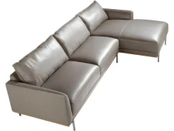 Sofá Chaise Longue Em Couro E Aco 6154