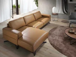Sofá Chaise Longue Em Pele E Aco Preto 6161