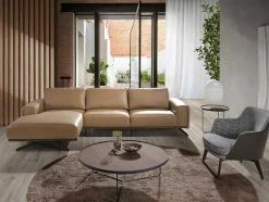 Sofá Chaise Longue Em Pele E Aco Preto 6161