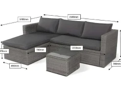 Sofá Chaise Longue Ratan + Mesa. Modelo Ms029-1-Gr, Moveis De Jardim E Terraco