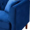 Sofá Chesterfield De 3 Lugares Em Veludo Azul-Escuro - Arsene