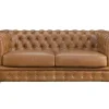 Sofá Chesterfield 3 Lugares Brenton 100% Pele De Bufalo Superior Cor Caramelo Vintage