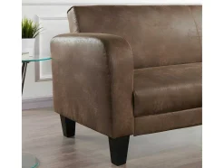 Sofá Club De 3 Lugares Convertivel Em Cama Em Microfibra Imitacao Pele Envelhecida - Inicio