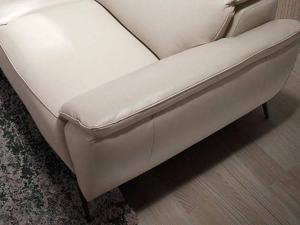 Sofá De 3 Assentos Estofado Em Couro Taupe Grey Color 6132