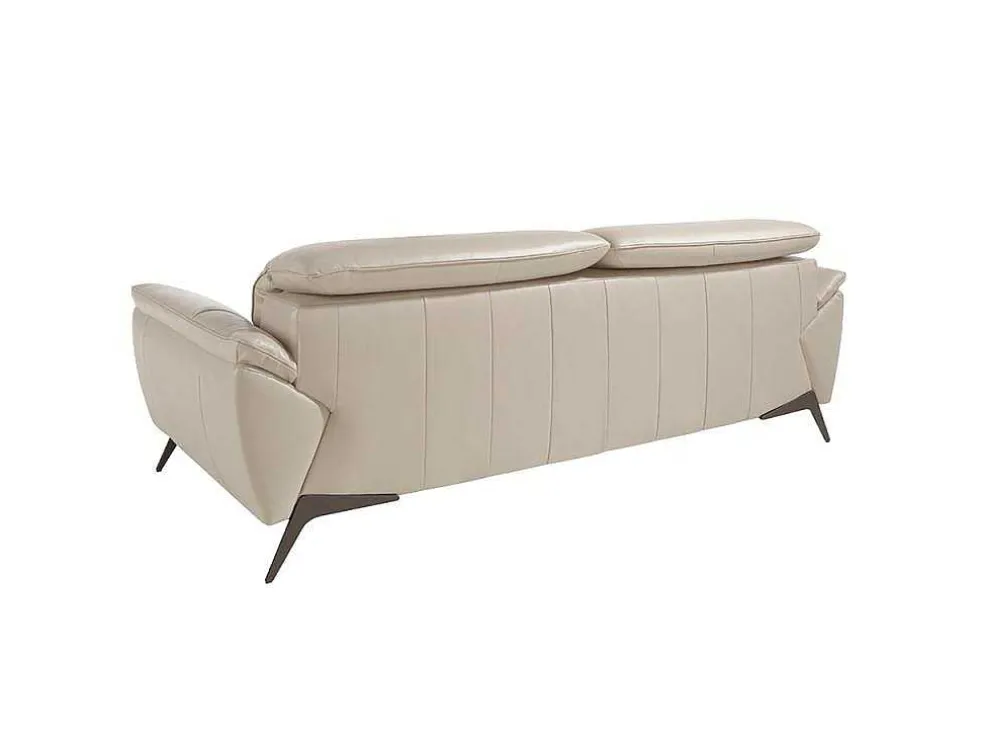 Sofá De 3 Assentos Estofado Em Couro Taupe Grey Color 6132