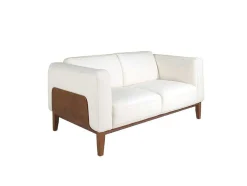Sofá De 2 Assentos Estofado Em Couro Branco 6118