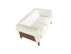 Sofá De 2 Assentos Estofado Em Couro Branco 6118