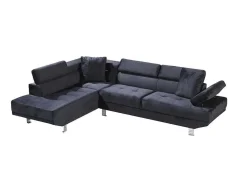 Sofá De Canto Chaise Longue Executive Preto 262X190Cm Vista Frontal Lado Esquerdo
