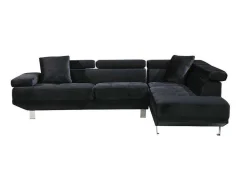 Sofá De Canto Chaise Longue Executive Preto 262X190Cm Vista Frontal Lado Direito