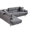 Sofá De Canto Chaise Longue Executive Cinza 262X190Cm Vista Frontal Lado Esquerdo