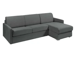 Sofá De Canto Convertivel Abertura Rapida E Reversivel Tecido Cinza, Cama 140 Cm E Colchão 14 Cm - Calife