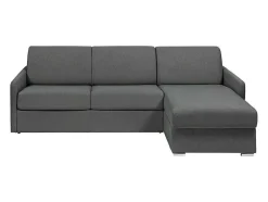 Sofá De Canto Convertivel Abertura Rapida E Reversivel Tecido Cinza, Cama 140 Cm E Colchão 14 Cm - Calife